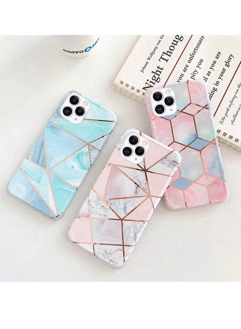 Y&D Case for iPhone 11 Pro Max Girls Women Glossy Marble Design Sparkly Glitter Cute Slim Flexible Soft Silicone Rubber Gel TPU Cases, Pink - Image 3
