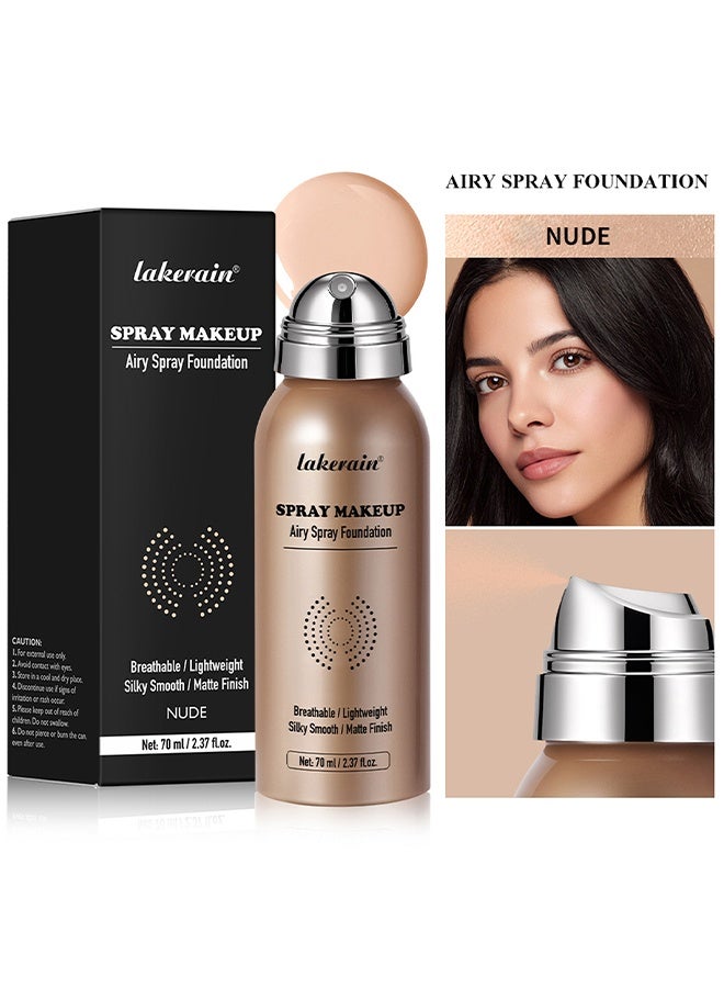 lakerain Spray Makeup Airy Spray Foundation, Breathable/Lightweight, Silky Smooth/Matte Finish,  Airbrush Flawless Setting Spray Foundation (NUDE) - Image 2