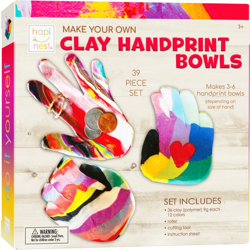 Hapinest Make Your Own Clay Handprint Bowl Kit for Kids, Arts and Crafts for Boys & Girls Ages 6 Years and Up - Image 1