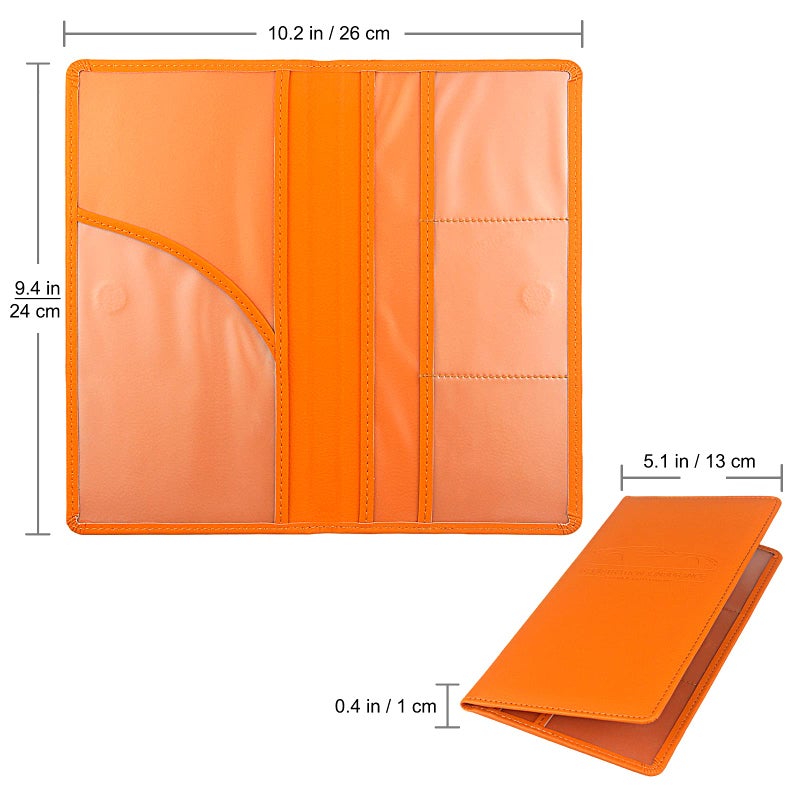 LumiMokki Premium Car Registration & Insurance Card Holder with Magnetic Shut, Vehicle Glove Box Car Organizer - For Documents, Cards, License (Orange) - Image 2