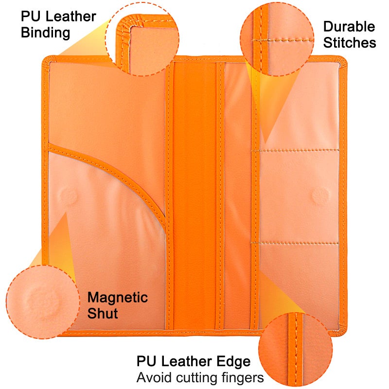 LumiMokki Premium Car Registration & Insurance Card Holder with Magnetic Shut, Vehicle Glove Box Car Organizer - For Documents, Cards, License (Orange) - Image 3