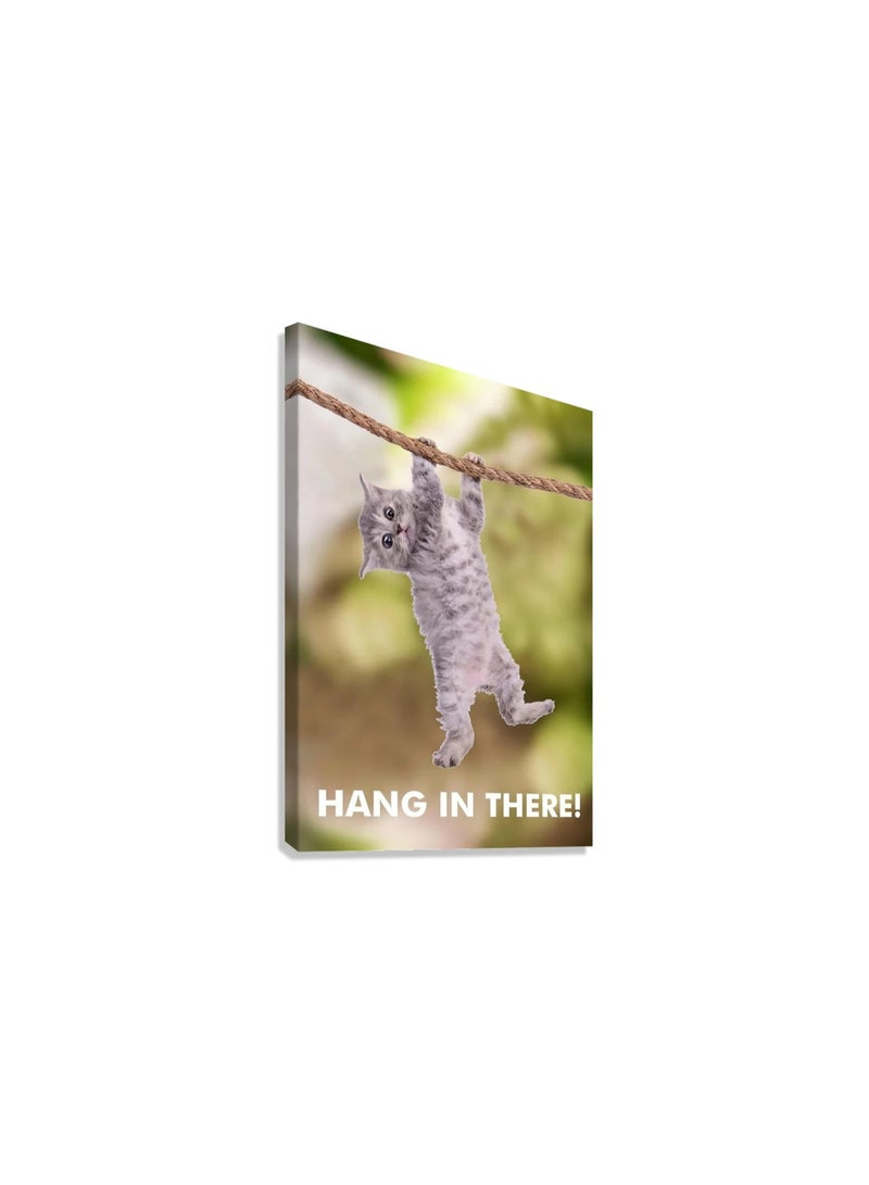 TNESSENTIAL CUTE FUNNY CAT CANVAS POSTER   HANG IN THERE - Image 4