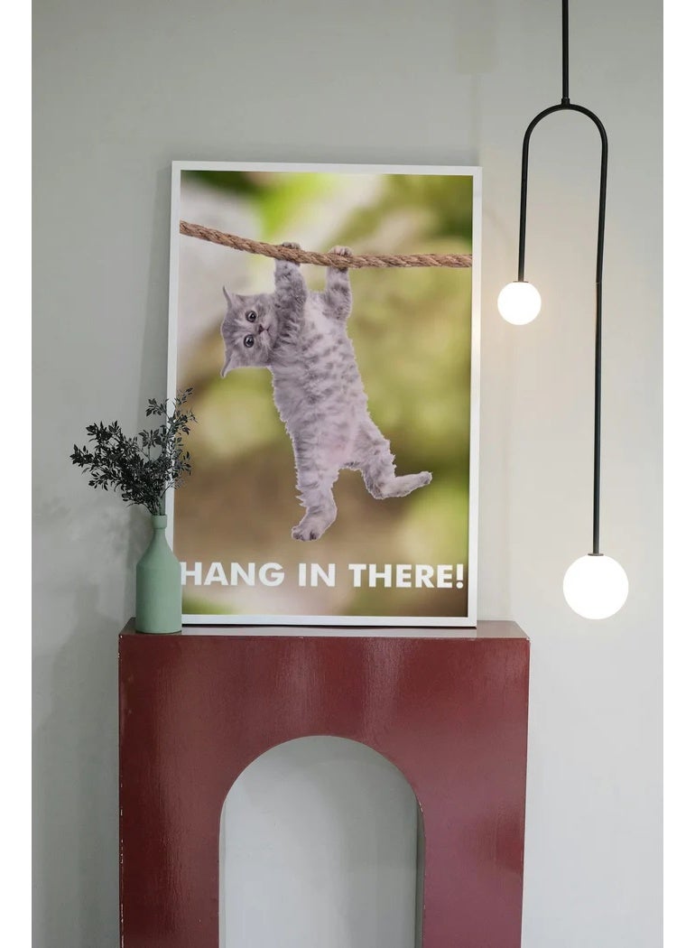 TNESSENTIAL CUTE FUNNY CAT CANVAS POSTER   HANG IN THERE - Image 3