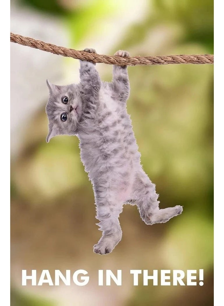 TNESSENTIAL CUTE FUNNY CAT CANVAS POSTER   HANG IN THERE - Image 1