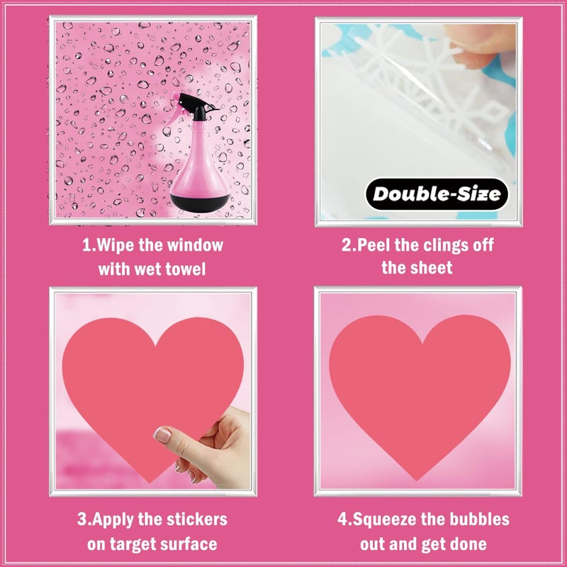 koutey Valentines Day Heart Window Clings Stickers for Glass, Valentines Day Decals Decorations Indoor Holiday Decals for Party (4 Sheets) - Image 5