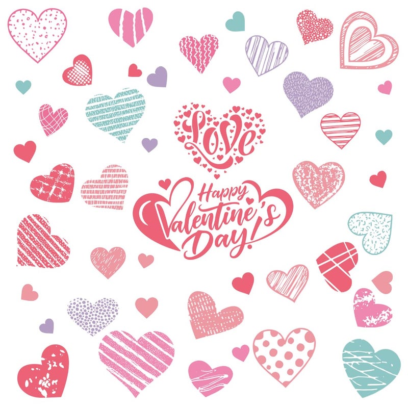 koutey Valentines Day Heart Window Clings Stickers for Glass, Valentines Day Decals Decorations Indoor Holiday Decals for Party (4 Sheets) - Image 2