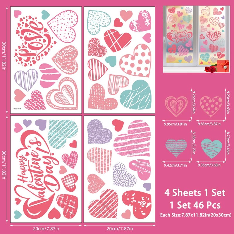 koutey Valentines Day Heart Window Clings Stickers for Glass, Valentines Day Decals Decorations Indoor Holiday Decals for Party (4 Sheets) - Image 4