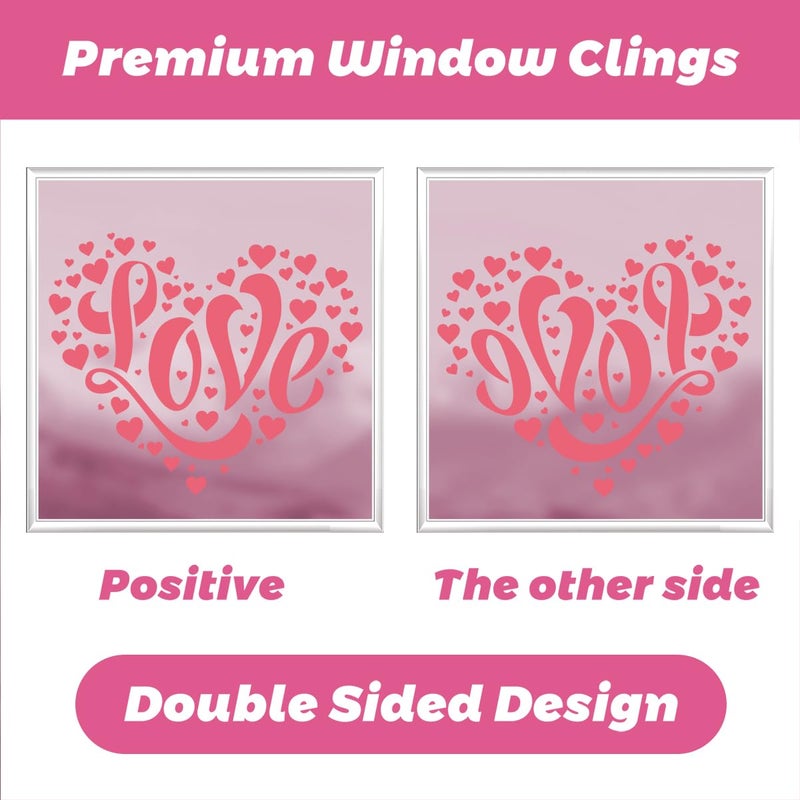 koutey Valentines Day Heart Window Clings Stickers for Glass, Valentines Day Decals Decorations Indoor Holiday Decals for Party (4 Sheets) - Image 3
