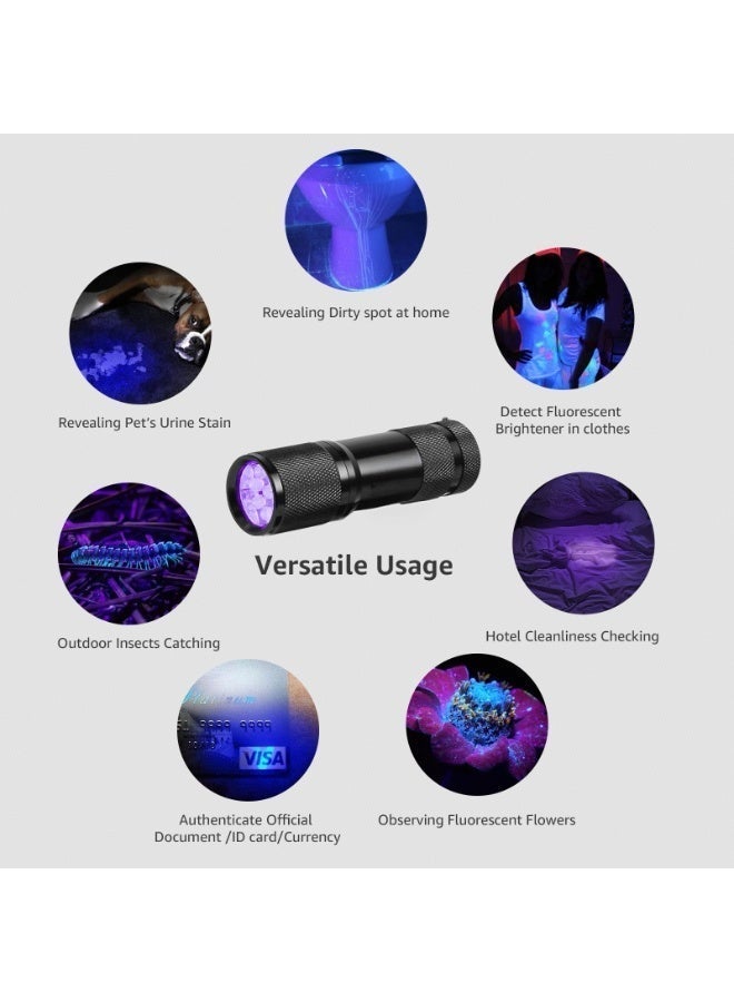 كونشاو مصباح فوق البنفسجية, ضوء أسود الأشعة فوق البنفسجية الشعلة, 9 LED 395nm الأشعة فوق البنفسجية الضوء, كاشف ضوء أسود لبول الحيوانات الأليفة, بقعة, البق السرير, الفطريات, العقرب وأكثر من ذلك, مصباح فوق البنفسجية ميني, 3 بطاريات AAA متضمنة - Image 3