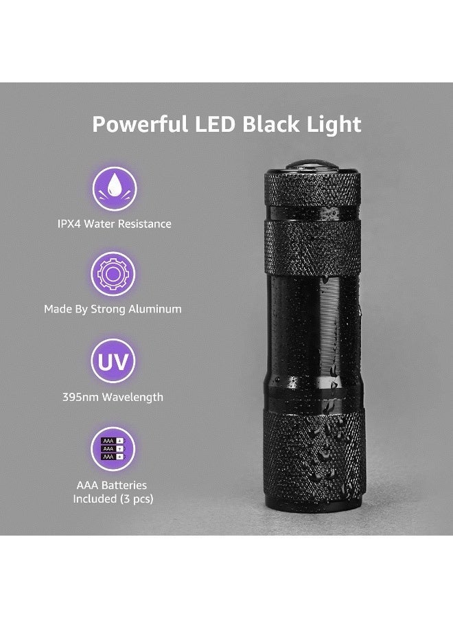 كونشاو مصباح فوق البنفسجية, ضوء أسود الأشعة فوق البنفسجية الشعلة, 9 LED 395nm الأشعة فوق البنفسجية الضوء, كاشف ضوء أسود لبول الحيوانات الأليفة, بقعة, البق السرير, الفطريات, العقرب وأكثر من ذلك, مصباح فوق البنفسجية ميني, 3 بطاريات AAA متضمنة - Image 2