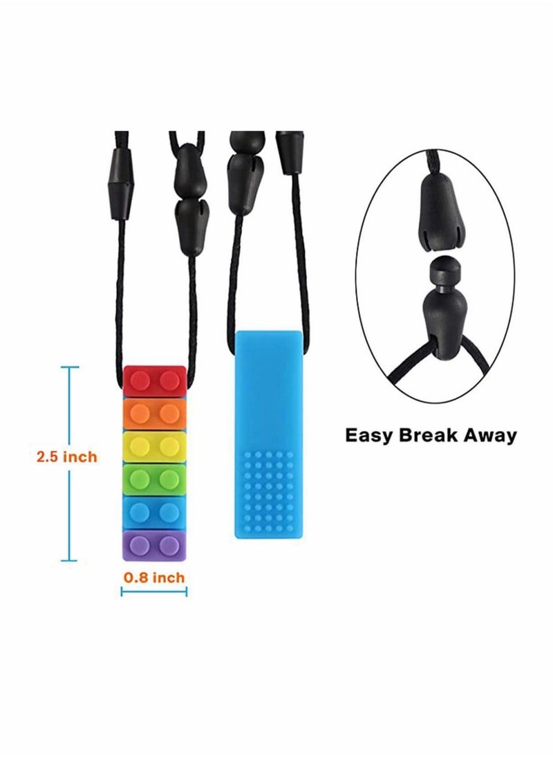 Sensory Chew Necklace Bundle for Kids with ADHD Teething Anxiety Biting Needs Oral Toys Silicone Chewy Boys Girls Made from Food Grade 2 Pack  - Image 5
