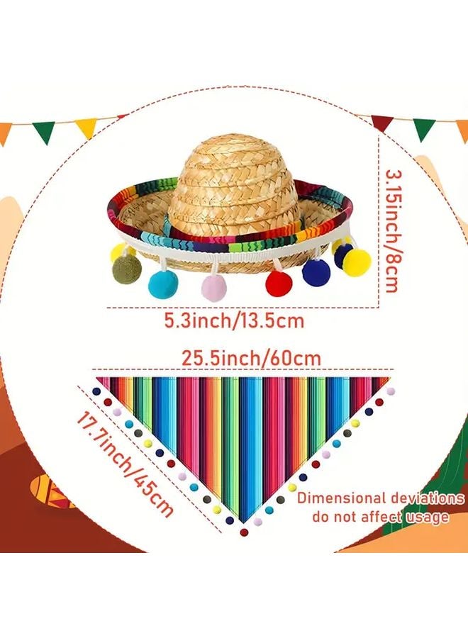 LAVENTY Vibrant Sombrero Pet Hat Adjustable Sun Hat For Small Medium Dogs Cats Set 2 - Image 1