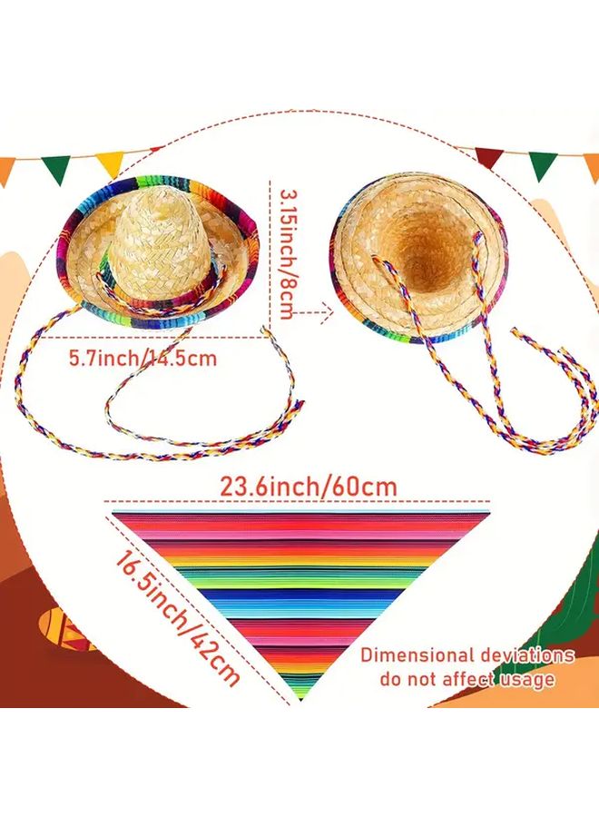 LAVENTY Vibrant Sombrero Pet Hat Adjustable Sun Hat For Small Medium Dogs Cats Set 2 - Image 4