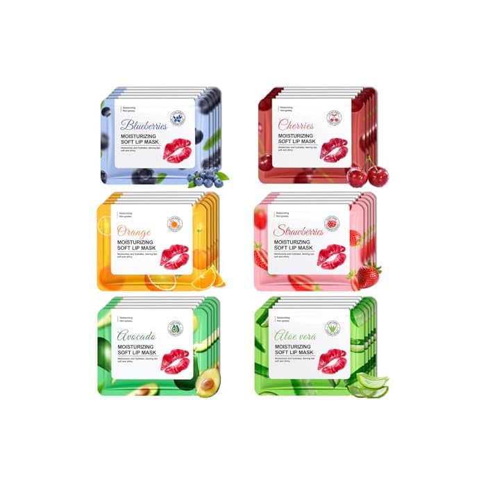 30PCS Moisturizing Lip Masks Set, Overnight Bulk Lip Patches, Long-lasting Hydrating Sleeping Lip Plumping Masks for Women