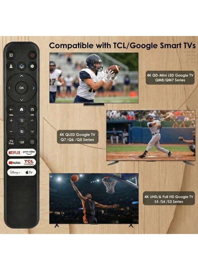 VIVCASE Replacement for TCL Google TV Remote Control,RC813 Compatible with TCL QM8/QM7/Q7/Q6/Q5/S5/S4/S3 4K UHD HDR LED QLED QD-Mini LED Full-HD Smart TVs - Image 2