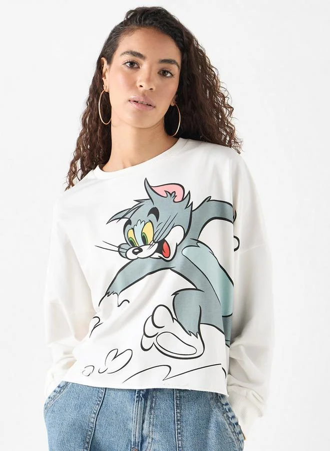 Tom Printed Sweatshirt with Crew Neck and Long Sleeves