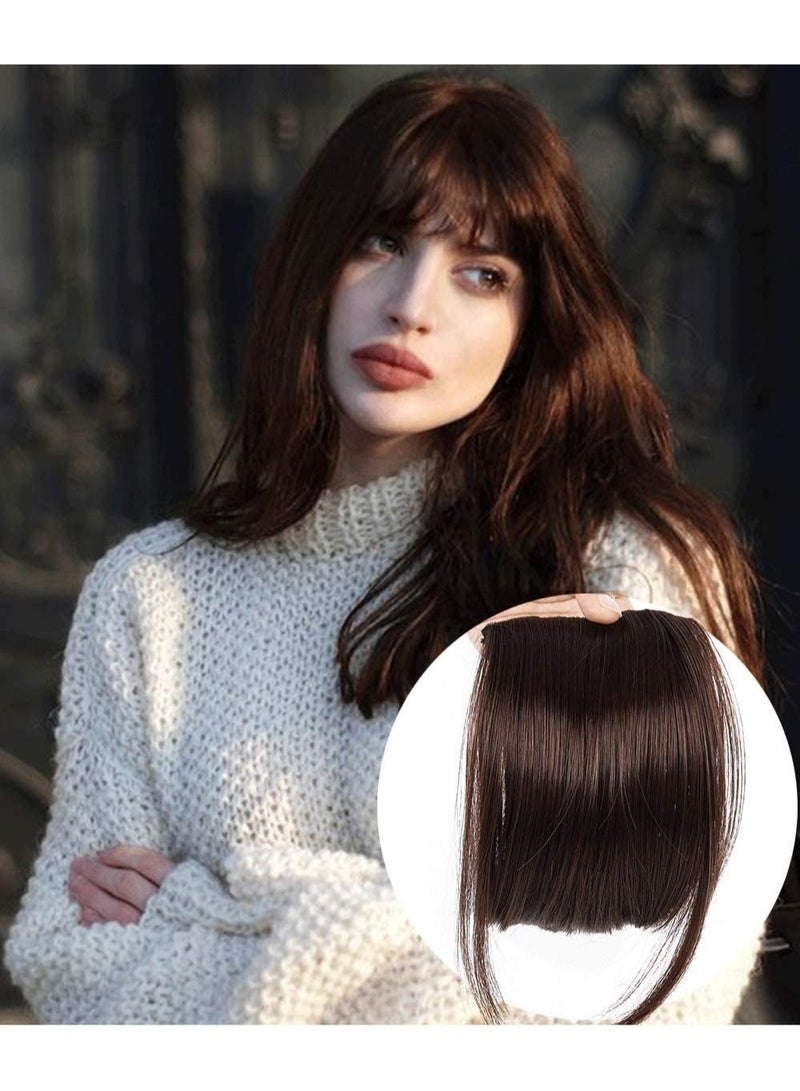 Estelle Clip in Hair Extensions Front Neat Bang Fringe One Piece 6 Short Straight Hairpiece for Women Dark Brown 2/33 - Image 1