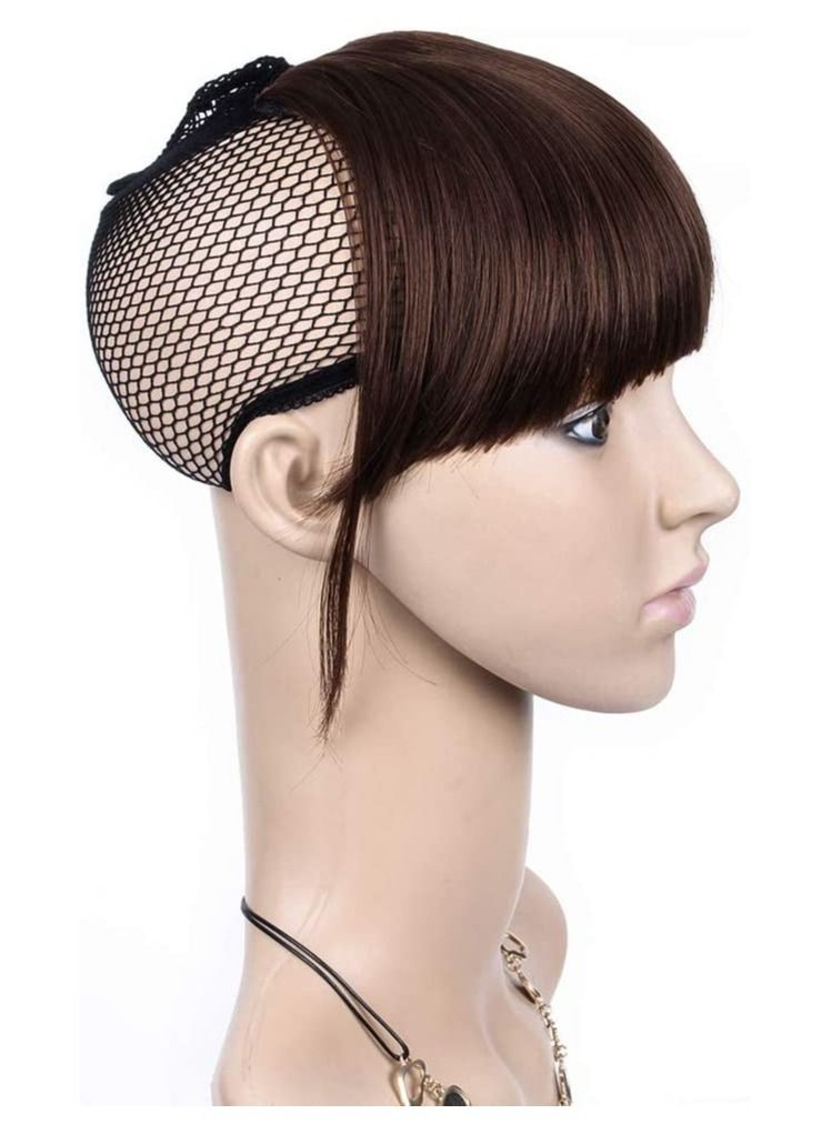 Estelle Clip in Hair Extensions Front Neat Bang Fringe One Piece 6 Short Straight Hairpiece for Women Dark Brown 2/33 - Image 2