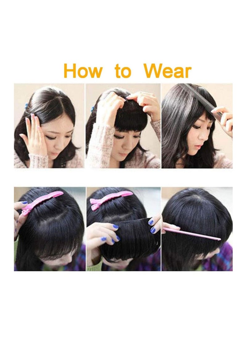 Estelle Clip in Hair Extensions Front Neat Bang Fringe One Piece 6 Short Straight Hairpiece for Women Dark Brown 2/33 - Image 3