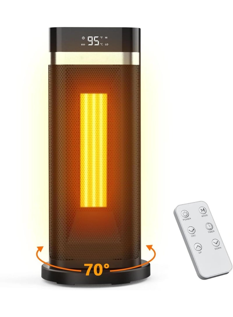 INGUNAR Heater For Indoor Use, Portable Electric Heater For Home, 1500W Fast PTC Ceramic Heating With Remote Control, 70° Oscillation, 12H Timer, Multiple Safety Protection - Image 1