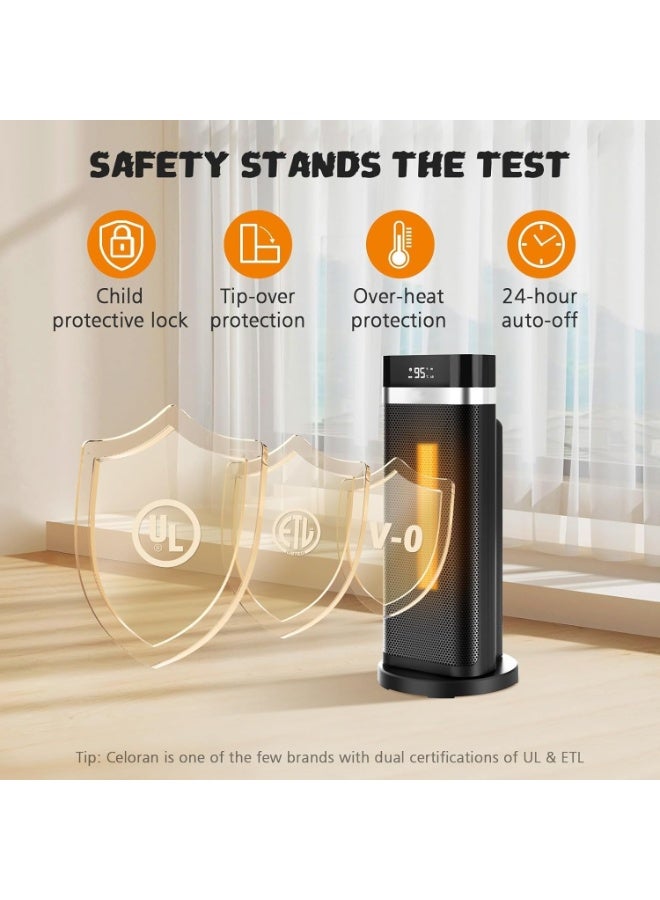 INGUNAR Heater For Indoor Use, Portable Electric Heater For Home, 1500W Fast PTC Ceramic Heating With Remote Control, 70° Oscillation, 12H Timer, Multiple Safety Protection - Image 3