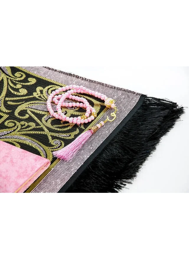 İhvan Online Velvet Covered Yasin Prayer Rug Prayer Beads Boxed Set Pink