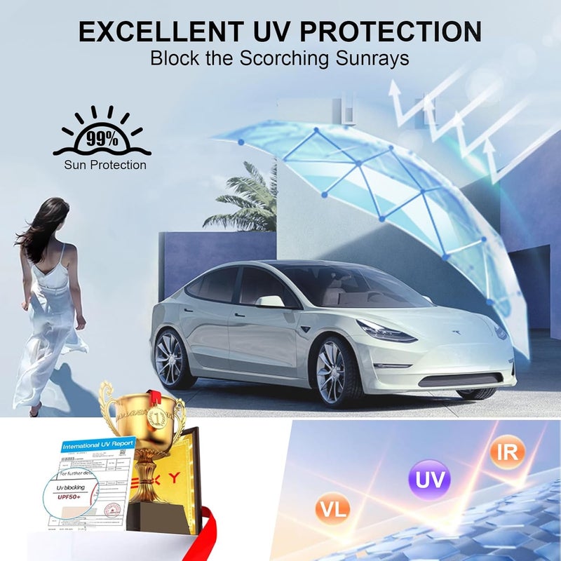 Tussgey Newest Sunshade Roof for Tesla Model 3【Blocks 99% UV, No Sag!】 Premium Roof Sun Shade for Tesla Model 3 2023-2020 Accessories Heat Insulation Keep Cooling Light-Tight Foldable Sunshade for Glass Roof - Image 4