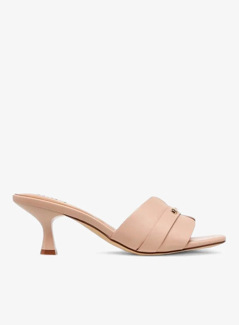 Celeste Women's Solid Slip-On Sandals with Flared Heels