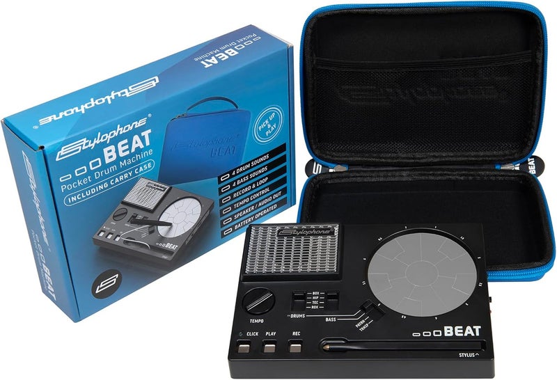 Stylophone Styphophone Beat مع حقيبة حمل - آلة طبول قلمية مدمجة | 4 مجموعات طبول و4 أصوات باس | صانع إيقاع آلة إيقاعية | آلة حلقة طبول... - Image 2