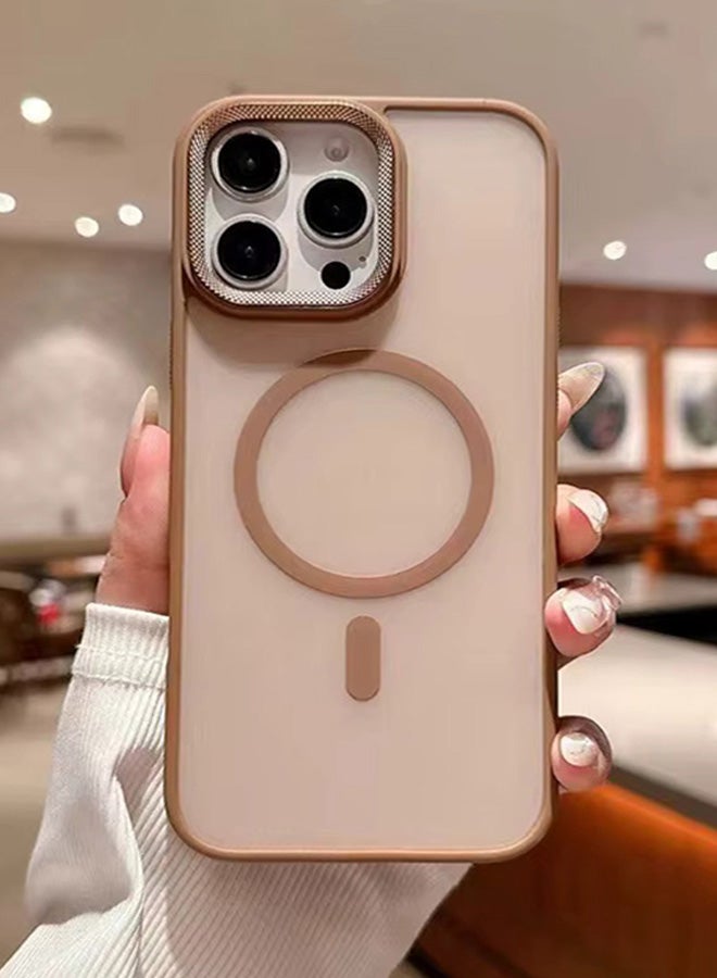 Premium Shockproof MagSafe Case for iPhone 14 Pro Max with Metal Camera Frame – Stylish Matte Magnetic Mobile Cover for Men, Women & Youth – Anti-Fingerprint, Camera Protection, Drop Resistant (Brown) - Image 1
