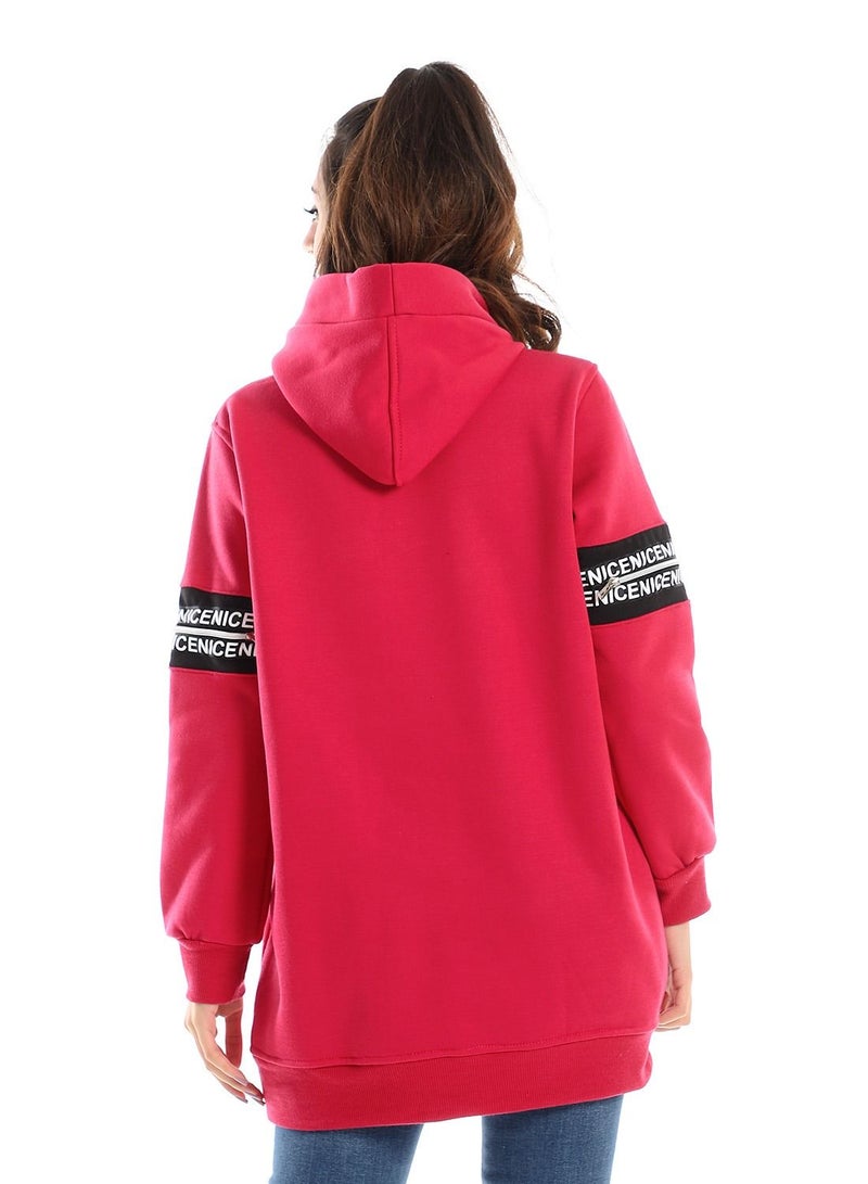 Caesar Woman Hoodie With Printed Tape And Zipperon Two Arms  - Image 4