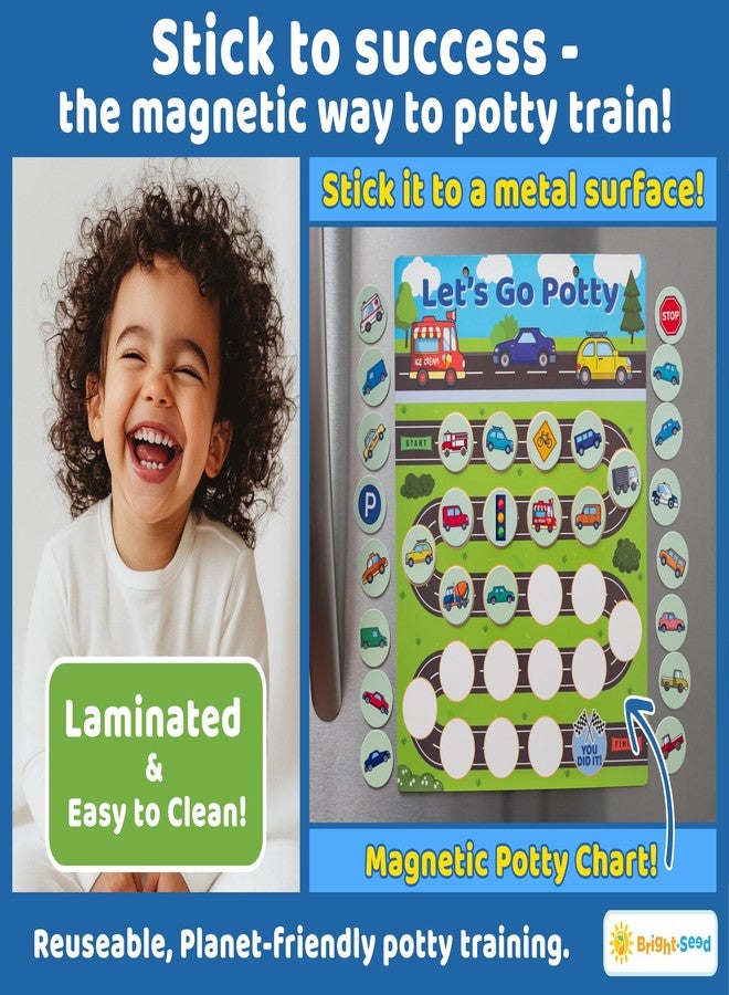 Bright Seed Reusable Magnetic Cars Potty Training Chart, Potty Training for Boys, Potty Training Sticker Chart, Potty Training Rewards for Boys, 12x10 Inches Magnetic Chart with 28 Chips - Image 5