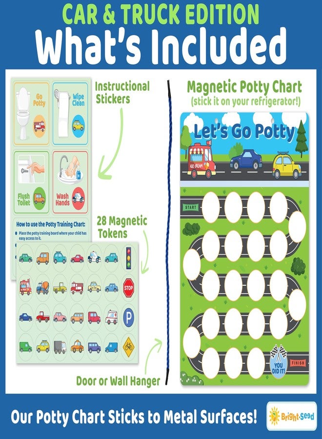 Bright Seed Reusable Magnetic Cars Potty Training Chart, Potty Training for Boys, Potty Training Sticker Chart, Potty Training Rewards for Boys, 12x10 Inches Magnetic Chart with 28 Chips - Image 2