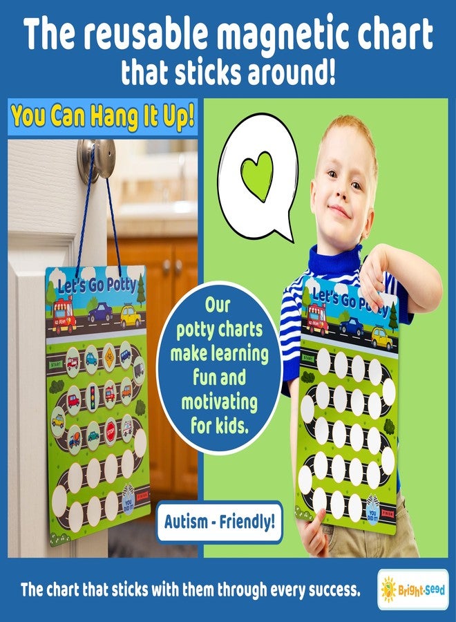 Bright Seed Reusable Magnetic Cars Potty Training Chart, Potty Training for Boys, Potty Training Sticker Chart, Potty Training Rewards for Boys, 12x10 Inches Magnetic Chart with 28 Chips - Image 4