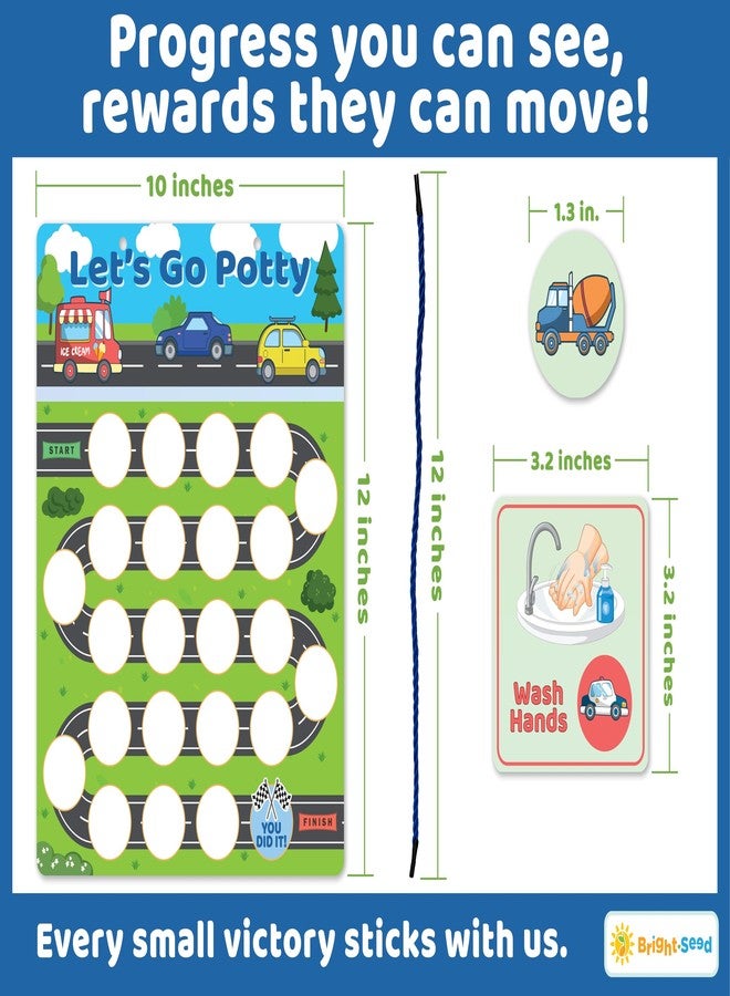 Bright Seed Reusable Magnetic Cars Potty Training Chart, Potty Training for Boys, Potty Training Sticker Chart, Potty Training Rewards for Boys, 12x10 Inches Magnetic Chart with 28 Chips - Image 3