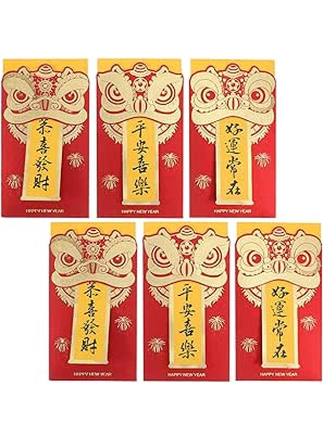 6 Pieces Long Red Envelopes Set For Chinese New Year Wedding Cash Gifts Hongbao - Image 1
