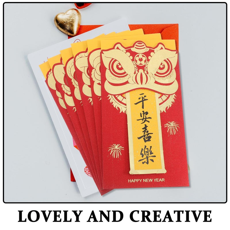 6 Pieces Long Red Envelopes Set For Chinese New Year Wedding Cash Gifts Hongbao - Image 4