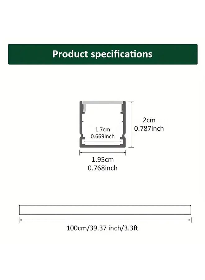 8pcs 3.3ft 1 Meter Outside Size Black U Shaped Aluminum LED Channel System With Black Diffuser Cover For Strip Light Belt - Image 3