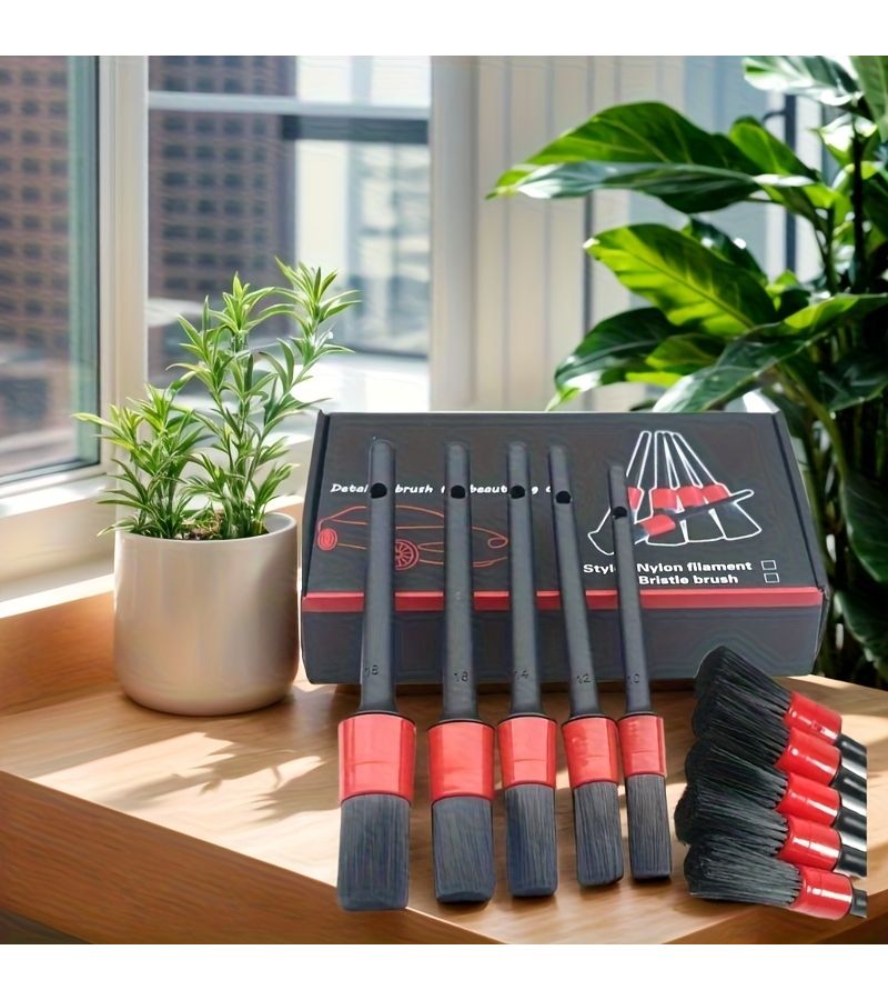 6pcs Nylon Car Detail Brush Set For Dashboard Exhaust Wheel Interior And Home Outdoor Cleaning - Image 1