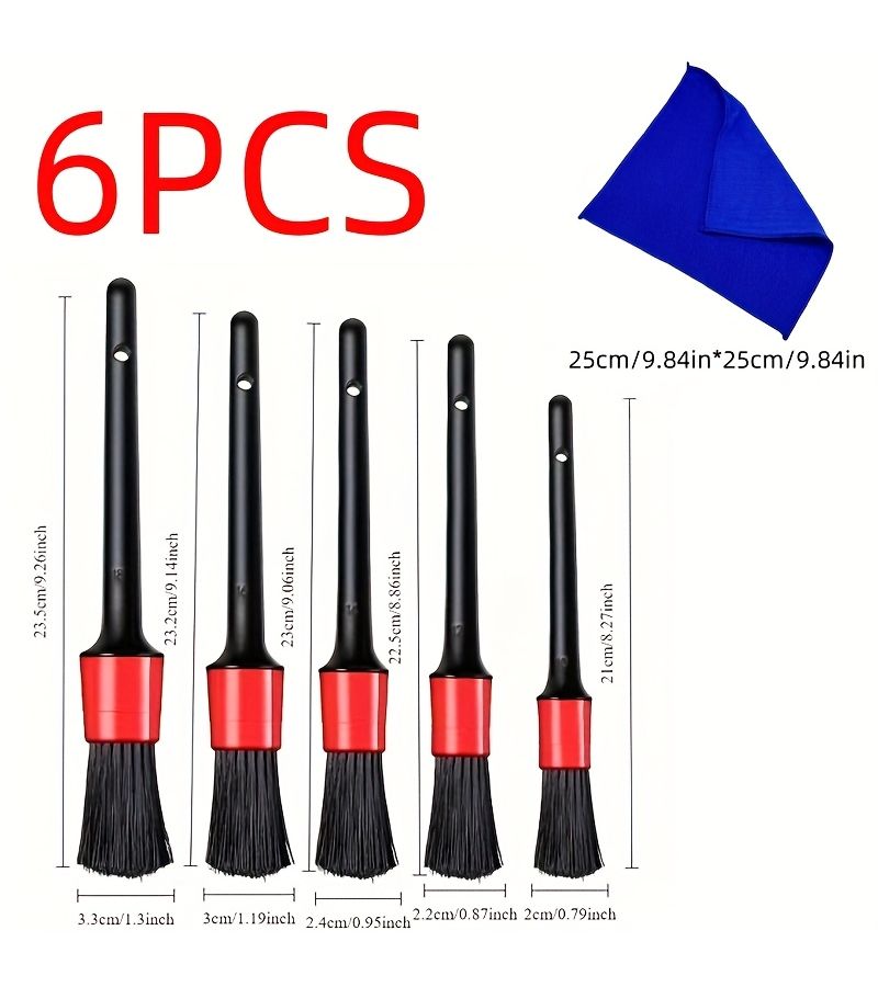 6pcs Nylon Car Detail Brush Set For Dashboard Exhaust Wheel Interior And Home Outdoor Cleaning - Image 4