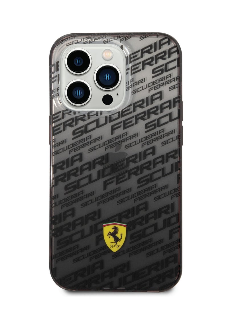 Ferrari Gradient PC/TPU Case with Allover Scuderia & Dyed Bumper iPhone 14 Pro Compatibility - Black - Image 1
