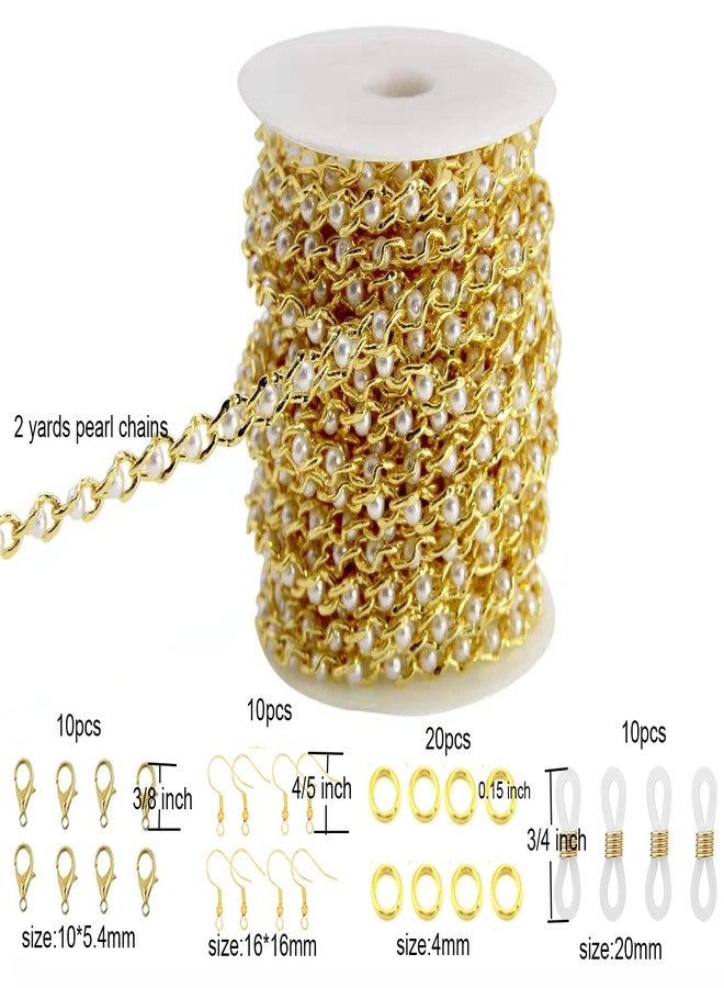 PAMIR TONG Pearl Beading Chain Beaded Rosary Link Chains for Craft DIY Bracelet, Necklace, Glass, Mask, Shoes, Clothes Decoration,Jewelry Making (CC31) - Image 2