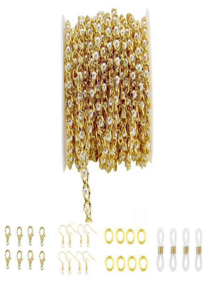 PAMIR TONG Pearl Beading Chain Beaded Rosary Link Chains for Craft DIY Bracelet, Necklace, Glass, Mask, Shoes, Clothes Decoration,Jewelry Making (CC31) - Image 1