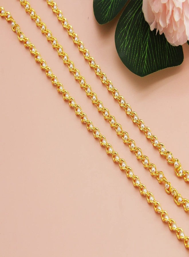 PAMIR TONG Pearl Beading Chain Beaded Rosary Link Chains for Craft DIY Bracelet, Necklace, Glass, Mask, Shoes, Clothes Decoration,Jewelry Making (CC31) - Image 4