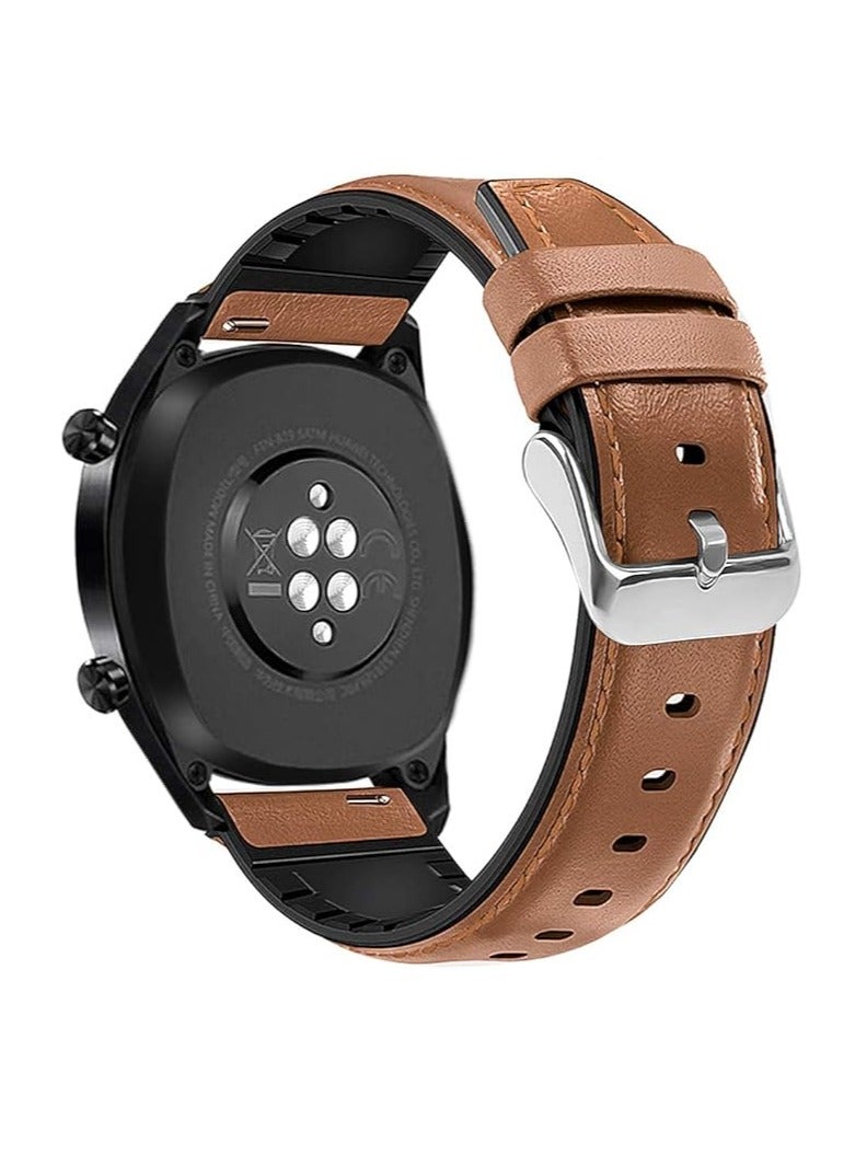 22mm Genuine Leather Watch Band Compatible with Samsung Huawei Watch Replacement Strap Compatible with Galaxy Watch 3, Gear S3, Huawei Watch 3/3 Pro/GT2 (46mm)/GT2 Pro/GT 2e