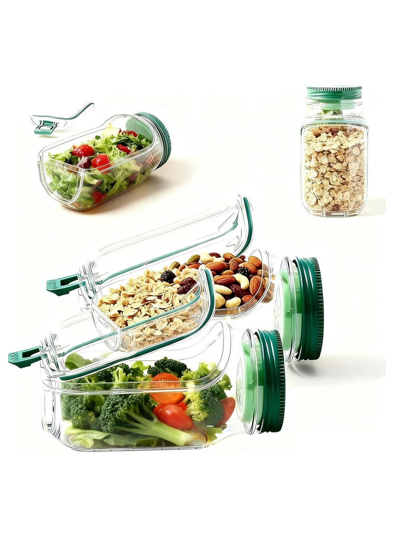 general Mason Jar Salad Container with Side-Opening, Reusable Salad Capsule and Dressing Cup Compact Salad Jar Ideal for Lunches, Travel, Home, and Outdoor Use - Image 1