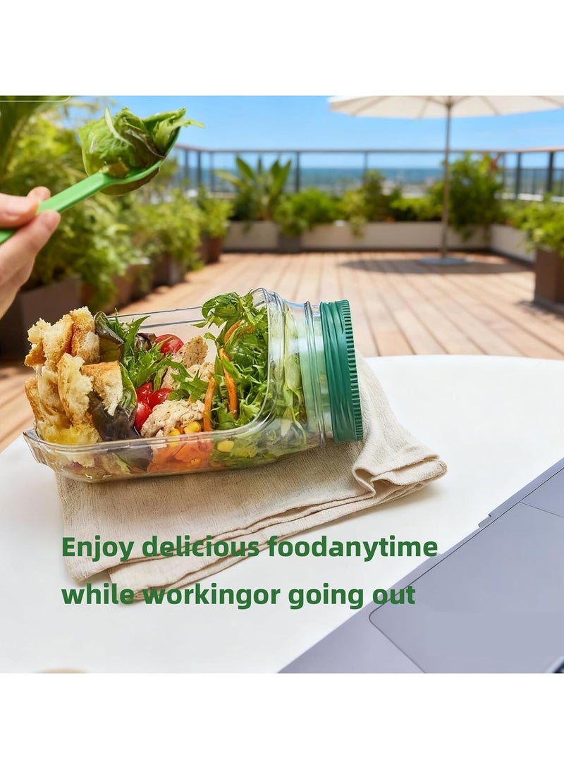 general Mason Jar Salad Container with Side-Opening, Reusable Salad Capsule and Dressing Cup Compact Salad Jar Ideal for Lunches, Travel, Home, and Outdoor Use - Image 2