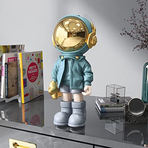 Dosker Astronaut Statues Spaceman Sculpture Polyresin Arts Gifts Light Blue Figurine Ornament Room Decor for Men,Home and Crafts Desktop Accessories Tabletop Decoration, Living Room, Office, Bookshelf - Image 3