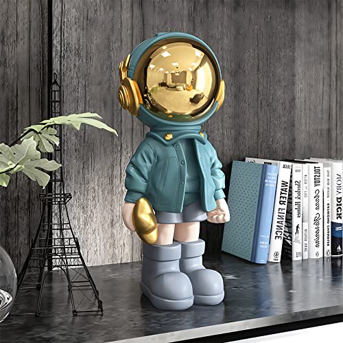 Dosker Astronaut Statues Spaceman Sculpture Polyresin Arts Gifts Light Blue Figurine Ornament Room Decor for Men,Home and Crafts Desktop Accessories Tabletop Decoration, Living Room, Office, Bookshelf - Image 2