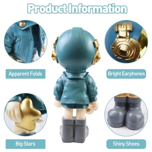Dosker Astronaut Statues Spaceman Sculpture Polyresin Arts Gifts Light Blue Figurine Ornament Room Decor for Men,Home and Crafts Desktop Accessories Tabletop Decoration, Living Room, Office, Bookshelf - Image 5
